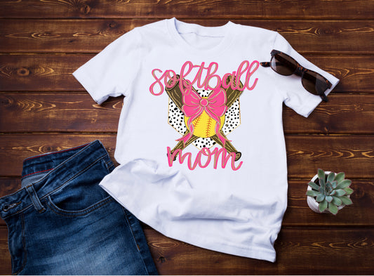 Bows and dots Softball mom